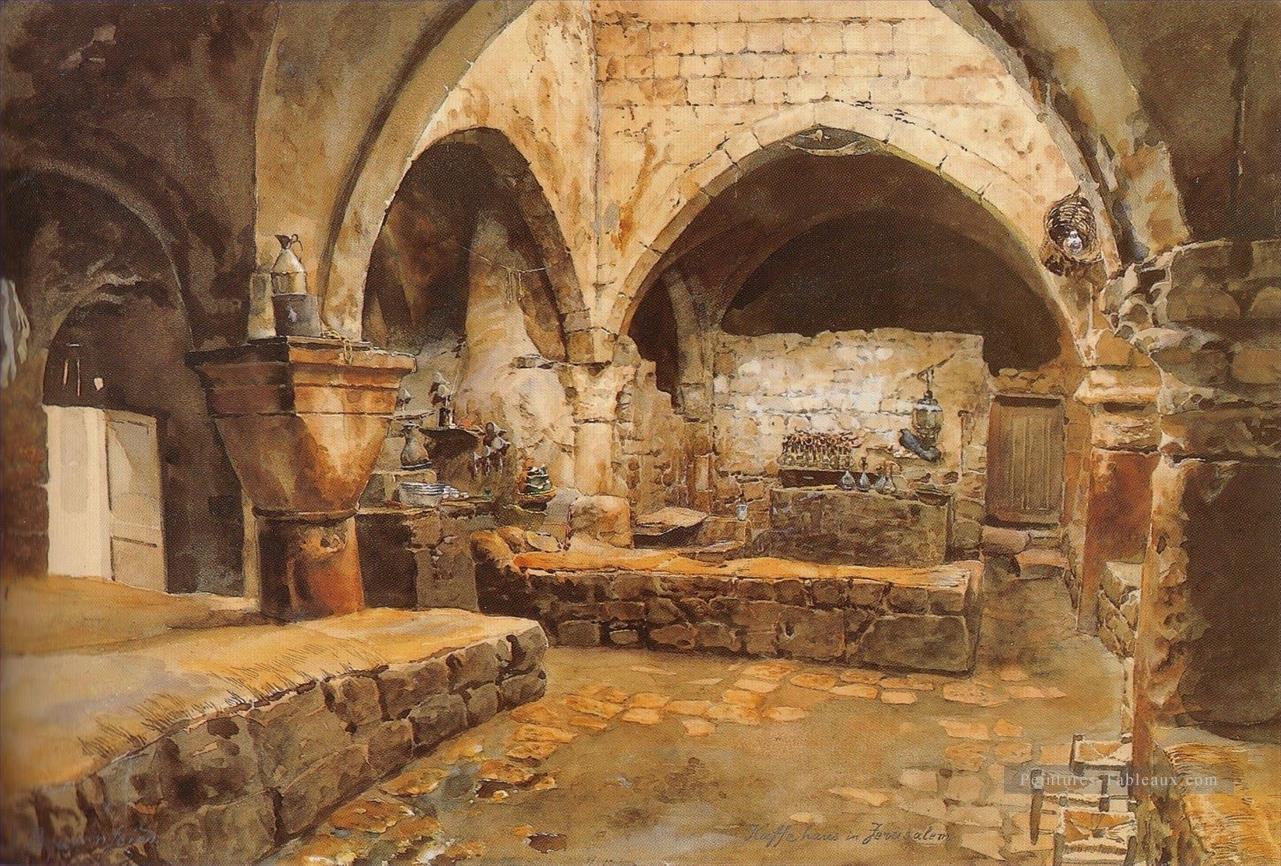 Kaffeehaus à Jérusalem Gustav Bauernfeind orientaliste juif Peintures à l'huile